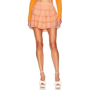 Loveshackfancy 'Ruffle' Orange Lace Trim Mini Skirt Size M